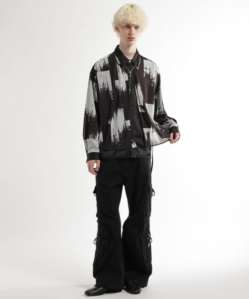 HARE（ハレ）の「シアーカラーレイヤードシャツ(HARE)（シャツ/ブラウス・メンズ・ブラック系その他/グリーン/ブラック・FREE）」の5枚目の写真