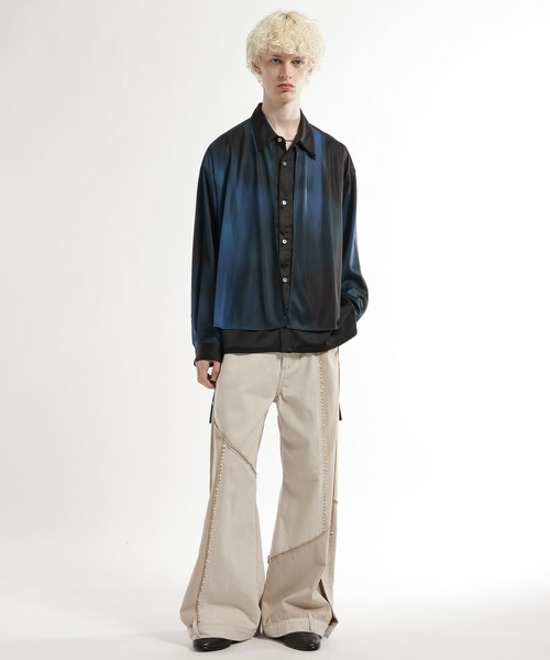 HARE（ハレ）の「シアーカラーレイヤードシャツ(HARE)（シャツ/ブラウス・メンズ・ブラック系その他/グリーン/ブラック・FREE）」の6枚目の写真