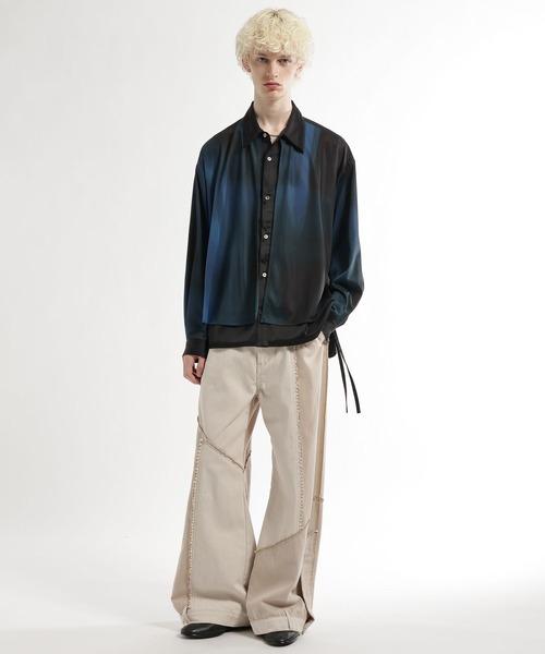 HARE（ハレ）の「シアーカラーレイヤードシャツ(HARE)（シャツ/ブラウス・メンズ・ブラック系その他/グリーン/ブラック・FREE）」の7枚目の写真