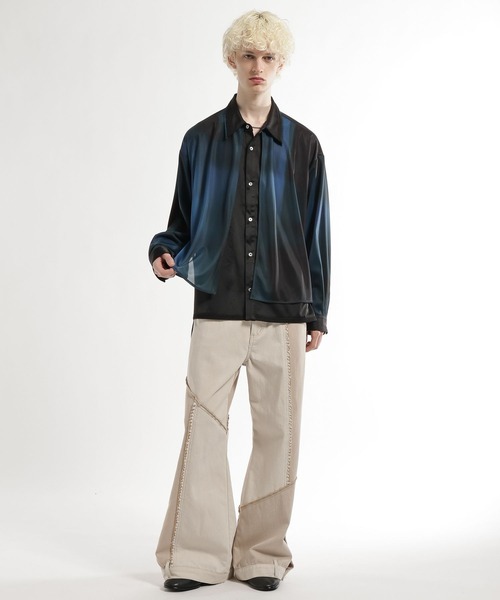 HARE（ハレ）の「シアーカラーレイヤードシャツ(HARE)（シャツ/ブラウス・メンズ・ブラック系その他/グリーン/ブラック・FREE）」の8枚目の写真