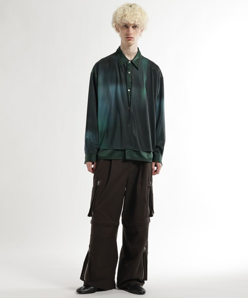 HARE（ハレ）の「シアーカラーレイヤードシャツ(HARE)（シャツ/ブラウス・メンズ・ブラック系その他/グリーン/ブラック・FREE）」の9枚目の写真
