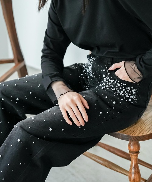 mili an deni(ミリアンデニ)の「パール付きデニムパンツ(デニムパンツ・レディース・ブラック/サックスブルー/ブルー・M)」の15枚目の写真