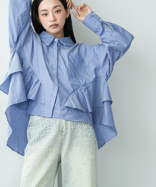 mili an deni(ミリアンデニ)の「パール付きデニムパンツ(デニムパンツ・レディース・ブラック/サックスブルー/ブルー・M)」の11枚目の写真