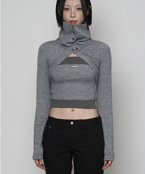 ETRE AU SOMMET(エトレオソメ)の「Polar Open Bolero Top Set (MELANGE GRAY)(Tシャツ/カットソー・レディース・その他・FREE)」の1枚目の写真