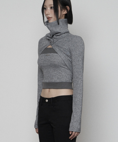 ETRE AU SOMMET(エトレオソメ)の「Polar Open Bolero Top Set (MELANGE GRAY)(Tシャツ/カットソー・レディース・その他・FREE)」の3枚目の写真