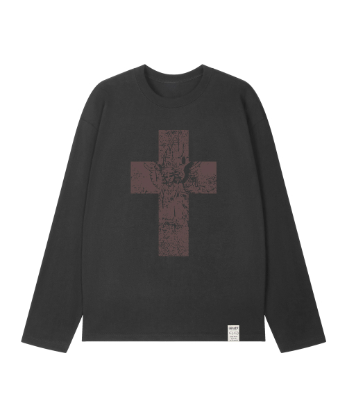 GRAVER（グレーバー）の「[ユニセックス]エンジェルクロス ロングスリーブTシャツ_3カラー（Tシャツ/カットソー・レディース・ブラック/チャコールグレー/ホワイト・MEDIUM/LARGE）」の9枚目の写真