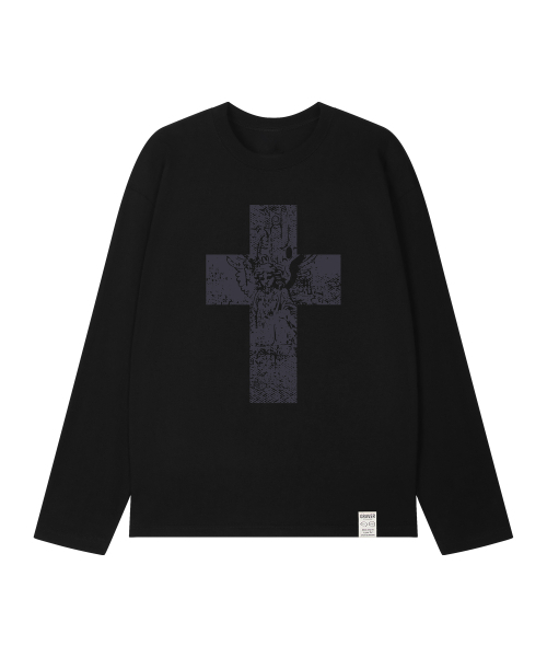 GRAVER（グレーバー）の「[ユニセックス]エンジェルクロス ロングスリーブTシャツ_3カラー（Tシャツ/カットソー・レディース・ブラック/チャコールグレー/ホワイト・MEDIUM/LARGE）」の10枚目の写真