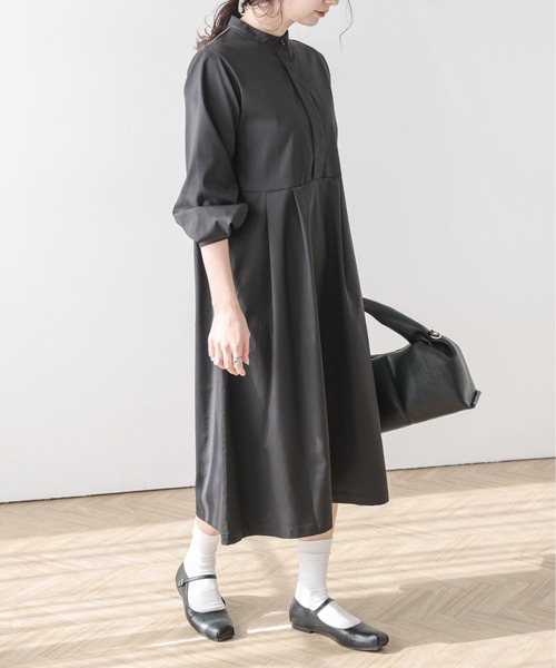 SUGAR BISKET（シュガービスケット）の「バンドカラーシャツワンピース（シャツワンピース・レディース・グレイッシュベージュ/ブラック/ベージュ・フリー）」の4枚目の写真