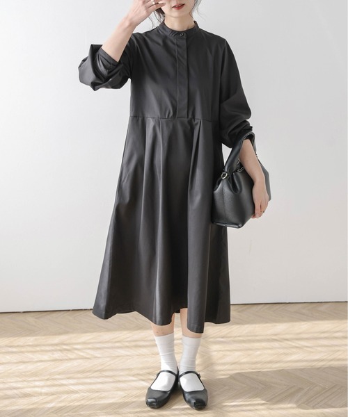 SUGAR BISKET（シュガービスケット）の「バンドカラーシャツワンピース（シャツワンピース・レディース・グレイッシュベージュ/ブラック/ベージュ・フリー）」の5枚目の写真