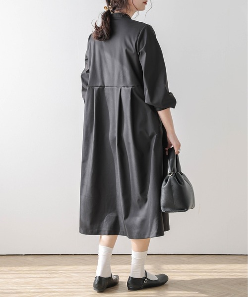 SUGAR BISKET（シュガービスケット）の「バンドカラーシャツワンピース（シャツワンピース・レディース・グレイッシュベージュ/ブラック/ベージュ・フリー）」の6枚目の写真