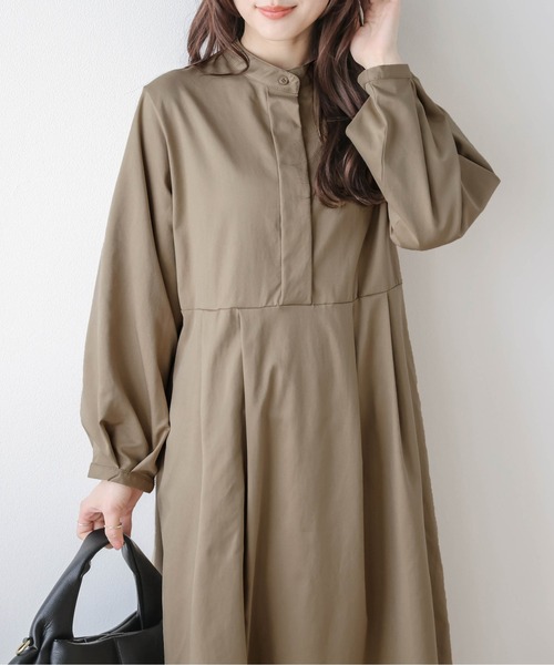 SUGAR BISKET（シュガービスケット）の「バンドカラーシャツワンピース（シャツワンピース・レディース・グレイッシュベージュ/ブラック/ベージュ・フリー）」の7枚目の写真