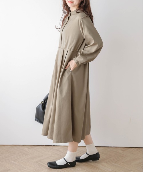 SUGAR BISKET（シュガービスケット）の「バンドカラーシャツワンピース（シャツワンピース・レディース・グレイッシュベージュ/ブラック/ベージュ・フリー）」の9枚目の写真