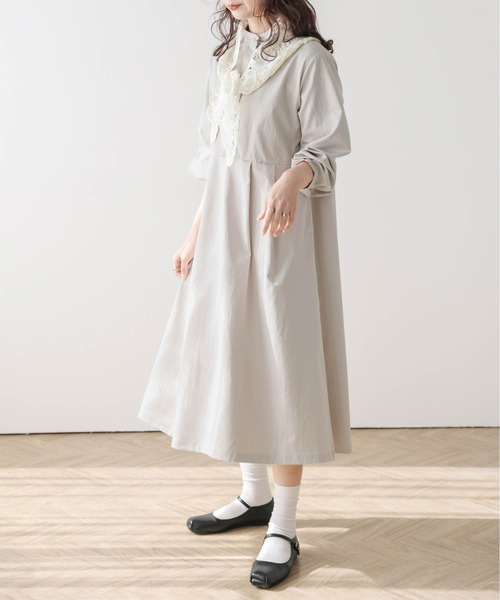 SUGAR BISKET（シュガービスケット）の「バンドカラーシャツワンピース（シャツワンピース・レディース・グレイッシュベージュ/ブラック/ベージュ・フリー）」の12枚目の写真