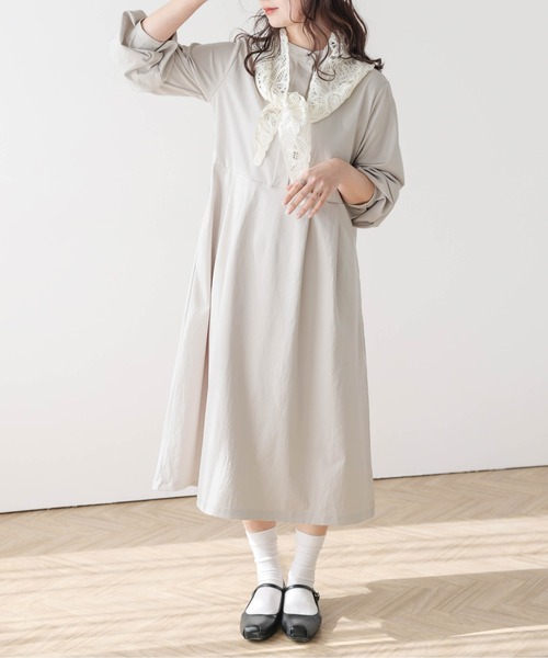 SUGAR BISKET（シュガービスケット）の「バンドカラーシャツワンピース（シャツワンピース・レディース・グレイッシュベージュ/ブラック/ベージュ・フリー）」の13枚目の写真