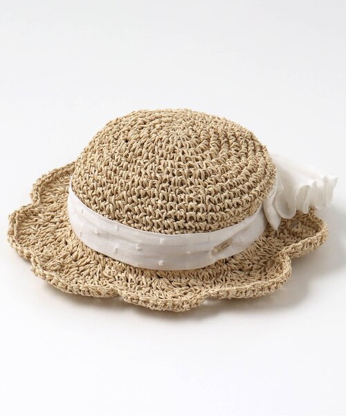 apres les cours（アプレレクール）の「ボリュームリボンベビーペーパーハット（ハット・キッズ・ベージュ・46/48）」の2枚目の写真