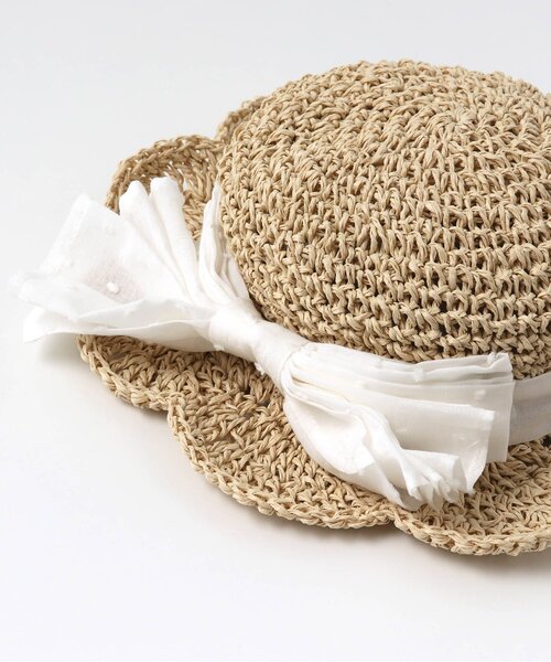 apres les cours（アプレレクール）の「ボリュームリボンベビーペーパーハット（ハット・キッズ・ベージュ・46/48）」の5枚目の写真