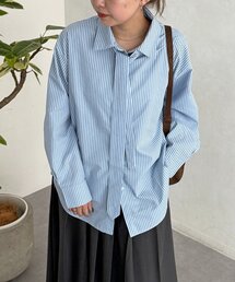 CPCM | ストライプ柄タイ付ルーズシャツ(シャツ/ブラウス)