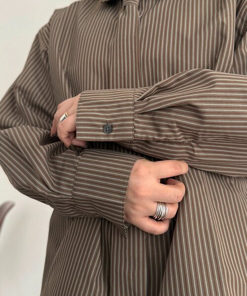 CPCM（シーピーシーエム）の「ストライプ柄タイ付ルーズシャツ（シャツ/ブラウス・レディース・ブラウン/サックスブルー・FREE）」の13枚目の写真