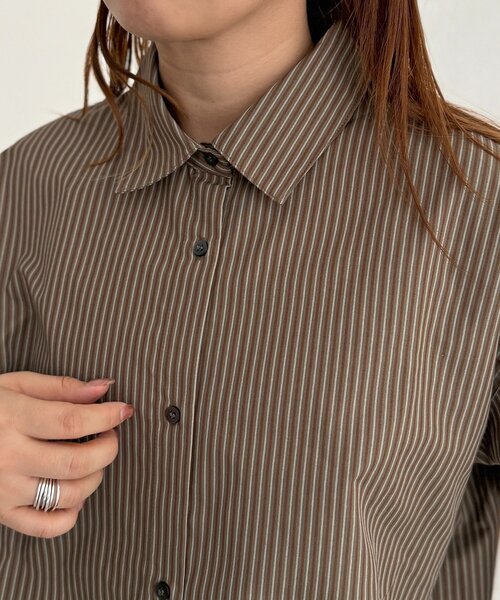 CPCM（シーピーシーエム）の「ストライプ柄タイ付ルーズシャツ（シャツ/ブラウス・レディース・ブラウン/サックスブルー・FREE）」の15枚目の写真