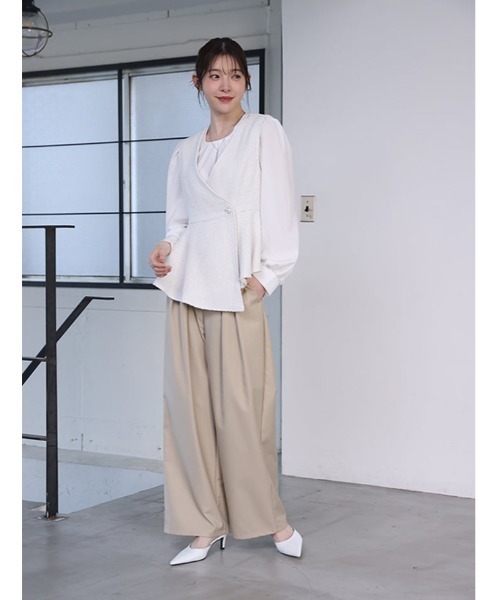 fifth(フィフス)の「【kokoセレクト】【SETUP対応】【XSサイズあり】ツータックワイドパンツ(その他パンツ・レディース・ネイビー/ベージュ/チャコールグレー・M/XS)」の16枚目の写真