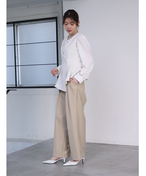 fifth(フィフス)の「【kokoセレクト】【SETUP対応】【XSサイズあり】ツータックワイドパンツ(その他パンツ・レディース・ネイビー/ベージュ/チャコールグレー・M/XS)」の17枚目の写真