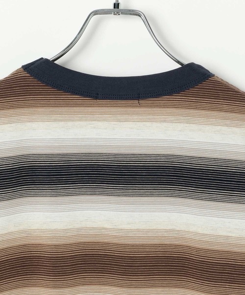 BAYFLOW(ベイフロー)の「ネイティブボーダーTシャツ(Tシャツ/カットソー・メンズ・パープル/ベージュ・LARGE/MEDIUM)」の5枚目の写真