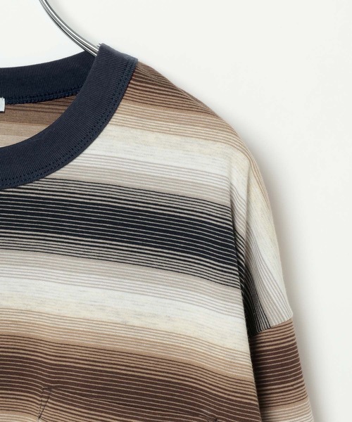 BAYFLOW(ベイフロー)の「ネイティブボーダーTシャツ(Tシャツ/カットソー・メンズ・パープル/ベージュ・LARGE/MEDIUM)」の6枚目の写真