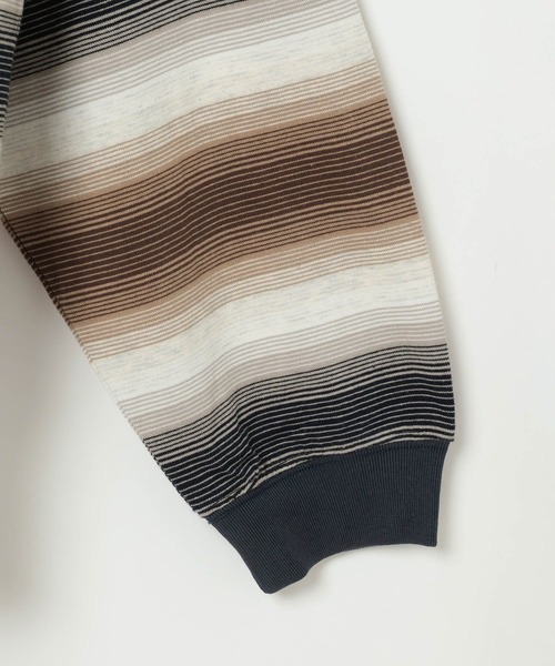 BAYFLOW(ベイフロー)の「ネイティブボーダーTシャツ(Tシャツ/カットソー・メンズ・パープル/ベージュ・LARGE/MEDIUM)」の7枚目の写真