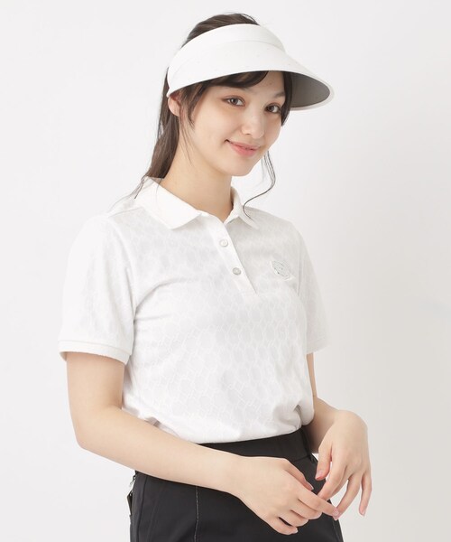 adabat（アダバット）の「【UVカット】3Dジャカード半袖ポロシャツ（ポロシャツ・レディース・ホワイト/ネイビー/パープル・42/40/38）」の9枚目の写真