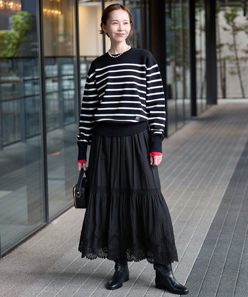 SLOBE IENA(スローブイエナ)の「《追加2》コットンボイルケミカルレーススカート(スカート・レディース・ブラック/ホワイト・FREE)」の4枚目の写真