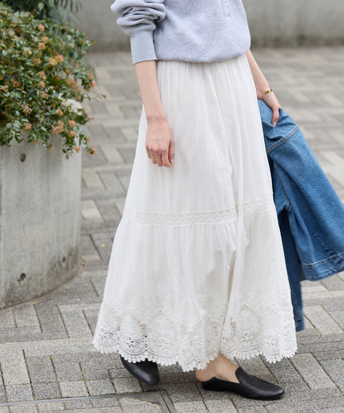SLOBE IENA(スローブイエナ)の「《追加2》コットンボイルケミカルレーススカート(スカート・レディース・ブラック/ホワイト・FREE)」の17枚目の写真