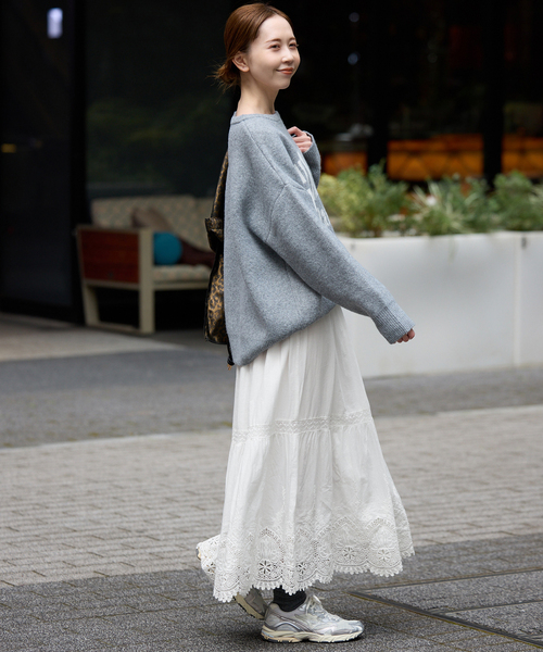 SLOBE IENA(スローブイエナ)の「《WEB限定/追加2》コットンボイルケミカルレーススカート(スカート・レディース・ブラック/ホワイト・FREE)」の14枚目の写真