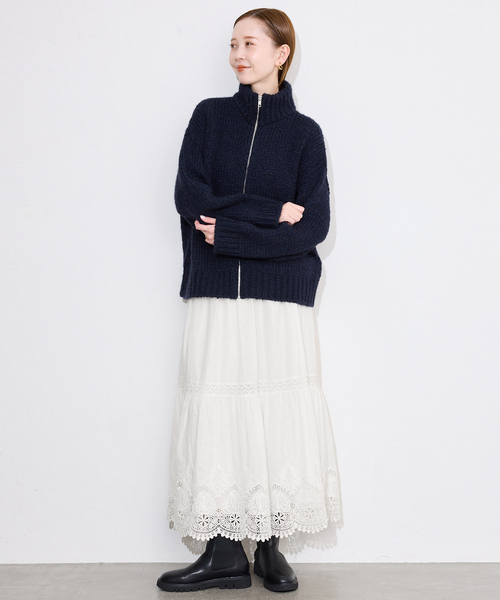 SLOBE IENA(スローブイエナ)の「《WEB限定/追加2》コットンボイルケミカルレーススカート(スカート・レディース・ブラック/ホワイト・FREE)」の17枚目の写真