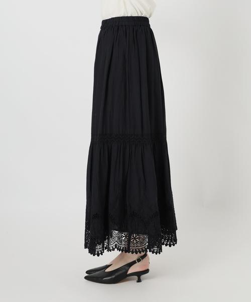 SLOBE IENA(スローブイエナ)の「《WEB限定/追加2》コットンボイルケミカルレーススカート(スカート・レディース・ブラック/ホワイト・FREE)」の22枚目の写真