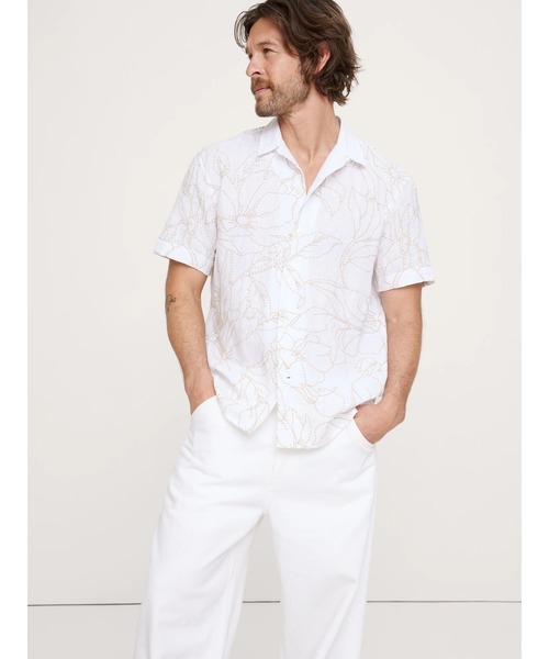 Standard-fit Enbroidery Linen Reginal T-shirt — футболка с вышивкой