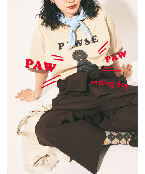 Snow Peak(スノーピーク)の「snow peak / スノーピーク 別注 レスティング ドッグ リンガー Tシャツ(Tシャツ/カットソー・メンズ・ベージュ・X-LARGE/LARGE/MEDIUM)」の1枚目の写真