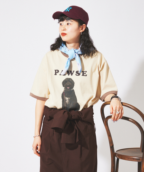 Snow Peak(スノーピーク)の「snow peak / スノーピーク 別注 レスティング ドッグ リンガー Tシャツ(Tシャツ/カットソー・メンズ・ベージュ・X-LARGE/LARGE/MEDIUM)」の11枚目の写真