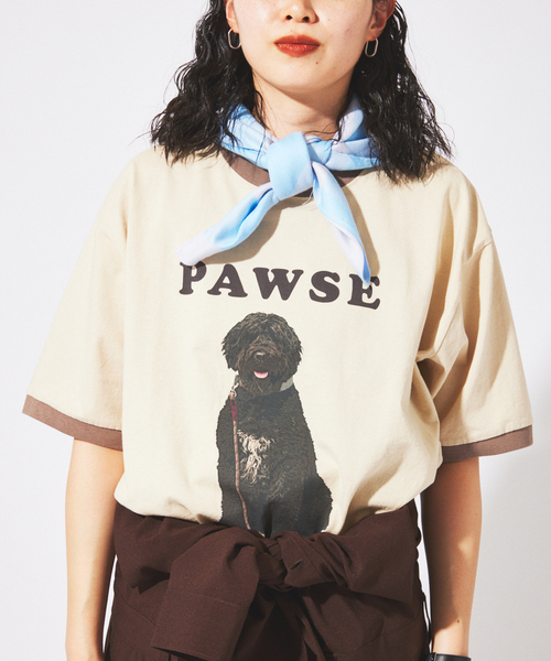 Snow Peak(スノーピーク)の「snow peak / スノーピーク 別注 レスティング ドッグ リンガー Tシャツ(Tシャツ/カットソー・メンズ・ベージュ・X-LARGE/LARGE/MEDIUM)」の9枚目の写真