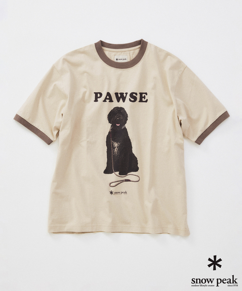 Snow Peak(スノーピーク)の「snow peak / スノーピーク 別注 レスティング ドッグ リンガー Tシャツ(Tシャツ/カットソー・メンズ・ベージュ・X-LARGE/LARGE/MEDIUM)」の6枚目の写真