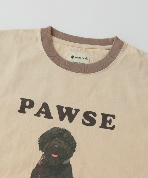 Snow Peak(スノーピーク)の「snow peak / スノーピーク 別注 レスティング ドッグ リンガー Tシャツ(Tシャツ/カットソー・メンズ・ベージュ・X-LARGE/LARGE/MEDIUM)」の4枚目の写真