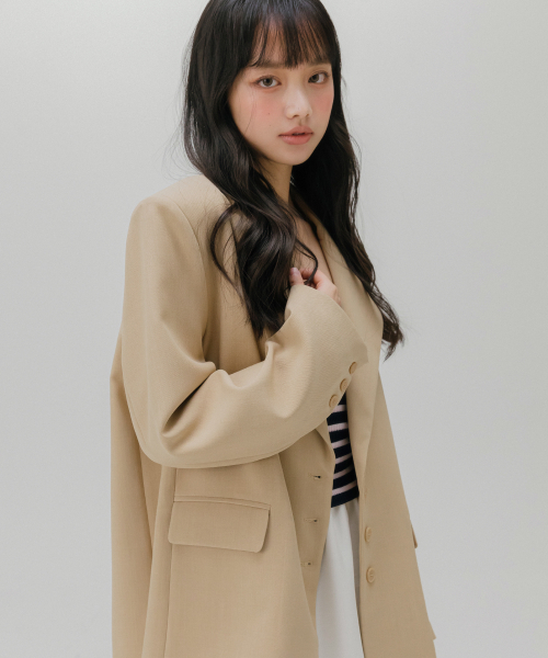MELLOTORY(メロートリー)の「3ボタンブレザー(ベージュ)(テーラードジャケット・レディース・ベージュ・FREE)」の7枚目の写真