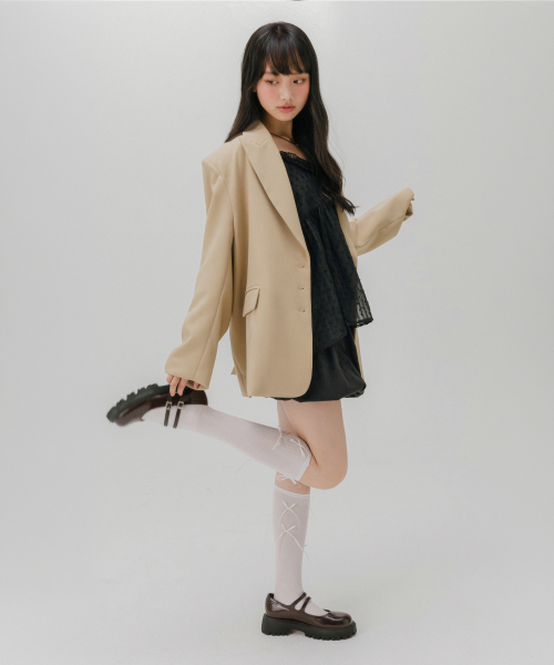 MELLOTORY(メロートリー)の「3ボタンブレザー(ベージュ)(テーラードジャケット・レディース・ベージュ・FREE)」の8枚目の写真