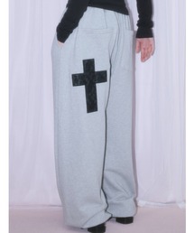 A'GEM/9 × .kom 『NIIER NOR/ニーアノア』 LACE CROSS SWEATPANTS/レースクロススウェットパンツ