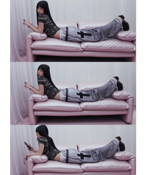 NIIER NOR(ニアノア)の「A'GEM/9 × .kom 『NIIER NOR/ニーアノア』 LACE CROSS SWEATPANTS/レースクロススウェットパンツ(スウェットパンツ・レディース・ホワイト/グレー・FREE)」の3枚目の写真