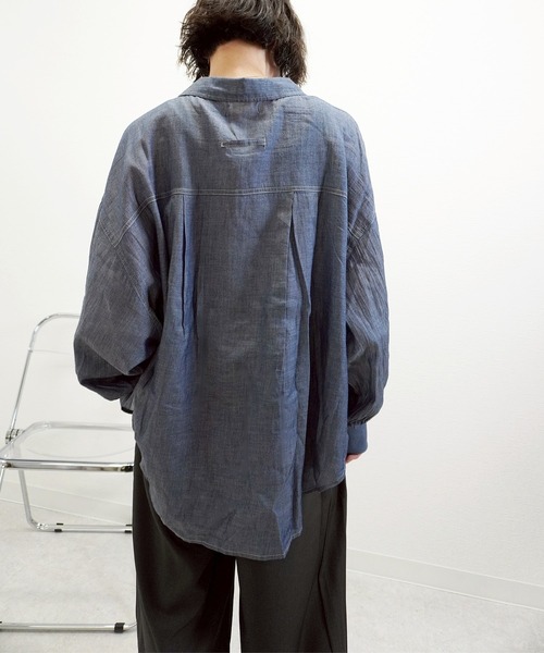 gossara(ゴサラ)の「2.2オンスデニムリブ袖シャツ(シャツ/ブラウス・レディース・ライトベージュ/ブラック/ブルー・FREE)」の22枚目の写真