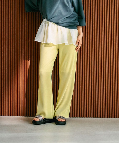 LEPSIM（レプシィム）の「《セルフカット可能》プリーツイージーパンツ　601345（その他パンツ・レディース・イエロー/ブルー/グレイッシュベージュ/カーキ/ブラック/ダークブラウン・FREE）」の6枚目の写真