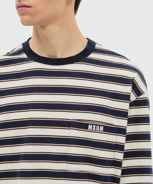 MSGM（エムエスジーエム）の「マルチストライプ ロングスリーブTシャツ（Tシャツ/カットソー・メンズ・ホワイト×ブルー・M/S）」の3枚目の写真