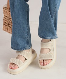 履きごこちやみつき感激 ダブルベルクロ厚底サンダル