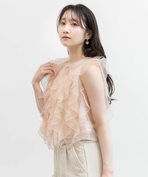 RANDA（ランダ）の「ラメドットチュールフリルブラウス（シャツ/ブラウス）」