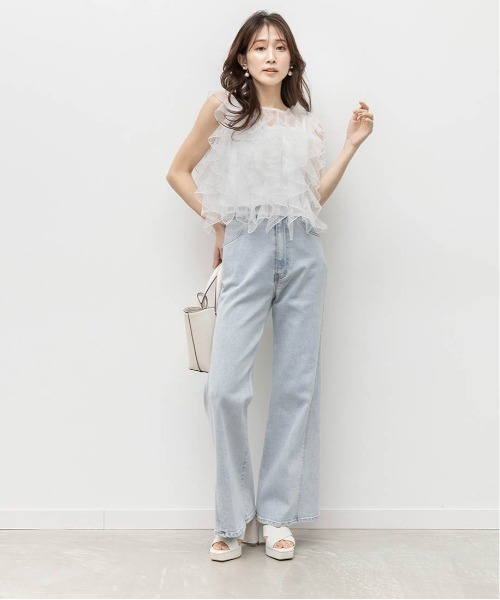 RANDA（ランダ）の「ラメドットチュールフリルブラウス（シャツ/ブラウス・レディース・グレー/ピンク/ホワイト・FREE）」の9枚目の写真